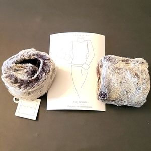 Fabulous Faux-Fur Cuffs! Silvery-Grey Plush, Reversible! 10" x 4" Velcro